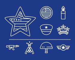 bundle of memorial set icons vector