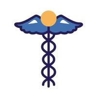 caduceus medical symbol line and fill icon vector