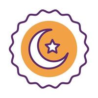 moon night with star seal line style icon vector