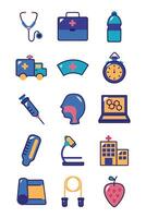 bundle of medical set icons vector