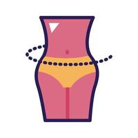 línea de estilo de vida saludable del cuerpo femenino y estilo de relleno vector