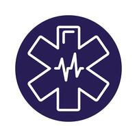 medical cross symbol with cardiology pulse block style vector