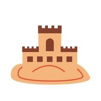 icono de estilo plano de playa de castillo de arena vector