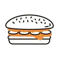 delicious burger fast food line style vector