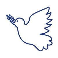 dove with olive branch line style icon vector