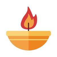 lamp with candle flat style icon vector