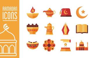 bundle of ramadan kareem set icons vector