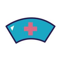 nurse hat with medical cross line and fill style icon vector