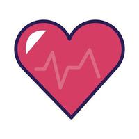 medical heart cardiology pulse line and fill icon vector