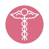 icono de bloque de símbolo médico del caduceo vector