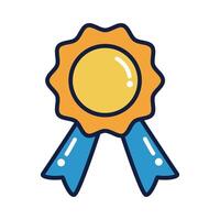 medal award with number one line and fill style vector