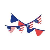 garlands with united states of america flag silhouette style vector