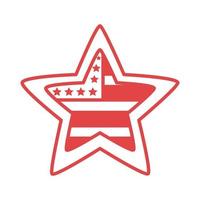 star with united states of america flag line style vector