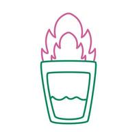 fresh tropical tequila cocktail with flame line style vector
