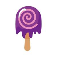 delicious ice cream in stick with spirals flat style icon vector