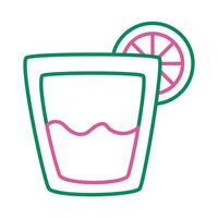 fresh tropical tequila cocktail with lemon line style icon vector