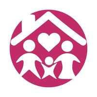 parents couple and son with heart in house block style vector