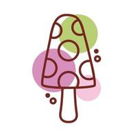 delicious ice cream in stick with points line color style vector