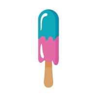 delicious ice cream in stick with two flavors flat style vector