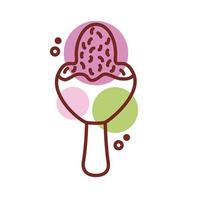 delicious ice cream in stick with two flavors line color style vector
