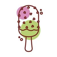 delicious ice cream in stick with chips line color style icon vector