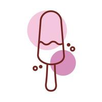 delicious ice cream in stick with two flavors line color style vector