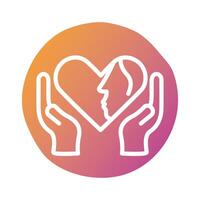 happy valentines day heart with couple profiles block style vector