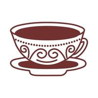 dish and ceramic cup with strokes line style icon vector