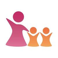 mother with daughters figures silhouettes degradient style vector