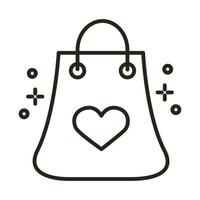 shopping bag paper with heart love line style vector