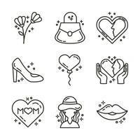 bundle of mothers day icons vector