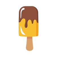 delicious ice cream in stick with two flavors flat style vector