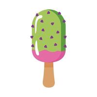 delicious ice cream in stick with chips flat style icon vector