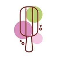 delicious ice cream in stick with three flavors line color style vector