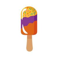 delicious ice cream in stick with three flavors flat style vector