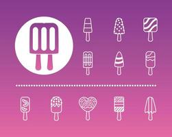 bundle of ice creams set icons vector