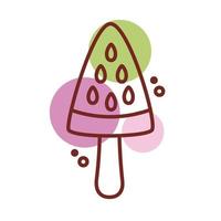 delicious watermelon flavor ice cream in stick line color vector