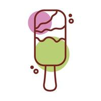 delicious ice cream in stick with various flavors line color style vector
