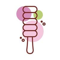 delicious ice cream in stick with three flavors line color style vector