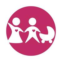 parents couple figures with cart baby block style vector