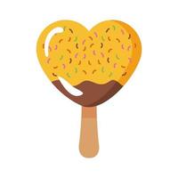 delicious ice cream in stick with heart shape flat style vector