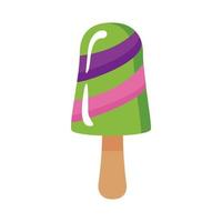 delicious ice cream in stick with three flavors flat style vector