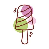 delicious ice cream in stick with three flavors line color style vector