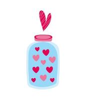 mason jar with hearts love vector