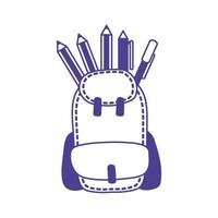 schoolbag supply with pencils and pen supplies vector