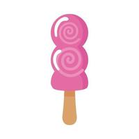 delicious ice cream in stick with spirals flat style icon vector