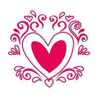 happy valentines day heart with frame lines vector