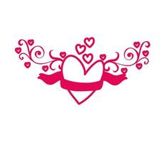 valentines heart love with ribbon vector