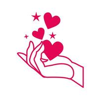 happy valentines day hand lifting hearts vector