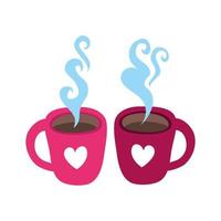 feliz dia de san valentin tazas de cafe con corazones vector